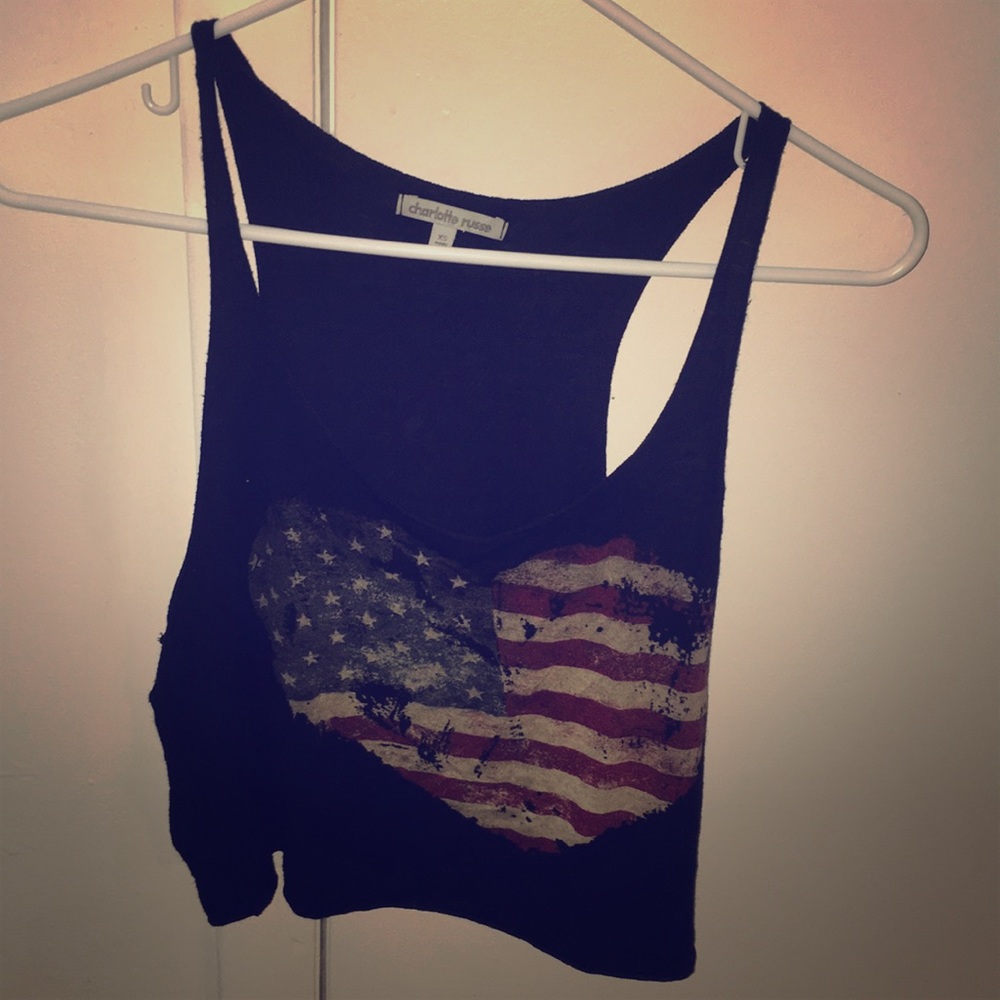 American Flag Black Crop Top